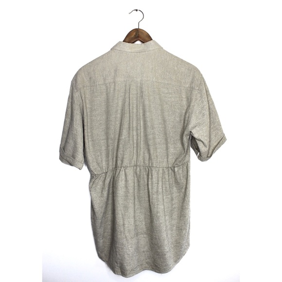 Bodoni Linen Look Buttoned Peplum Short Sleeve Top Medium - Picture 6 of 9